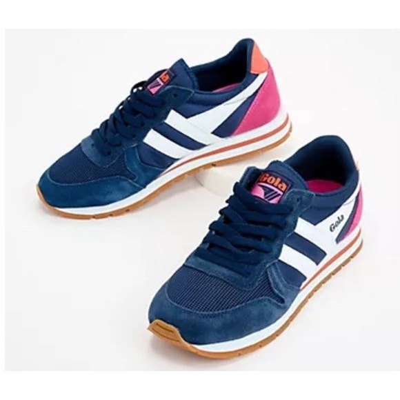Gola Shoes - New Gola Daytona Suede Lace Up Lifestyle Sneakers 90s Navy Hot Coral Size 7